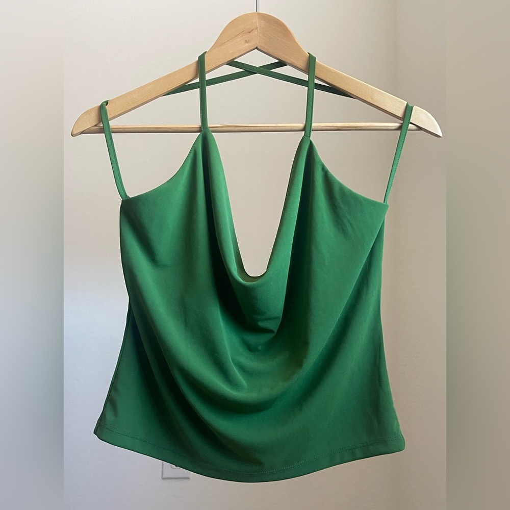 Zara Emerald Green Cowl Neck Spaghetti Strap Camisole